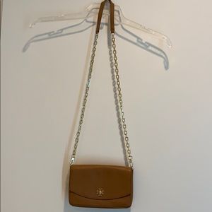 Tory Burch Tan and Gold Crossbody